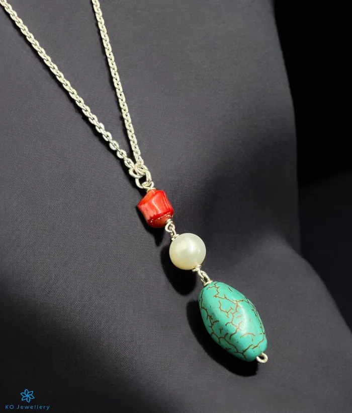 The Aahana Lariat Silver Gemstone Necklace Bharati Necklaces