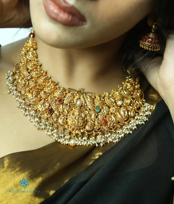The Samanva Silver Bridal Lakshmi Necklace Silversmith Necklaces