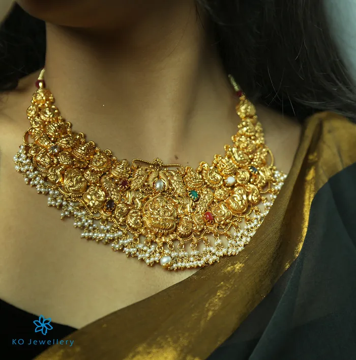 The Samanva Silver Bridal Lakshmi Necklace Silversmith Necklaces