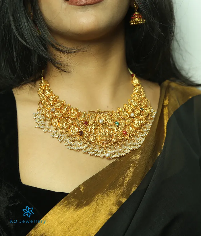 The Samanva Silver Bridal Lakshmi Necklace Silversmith Necklaces