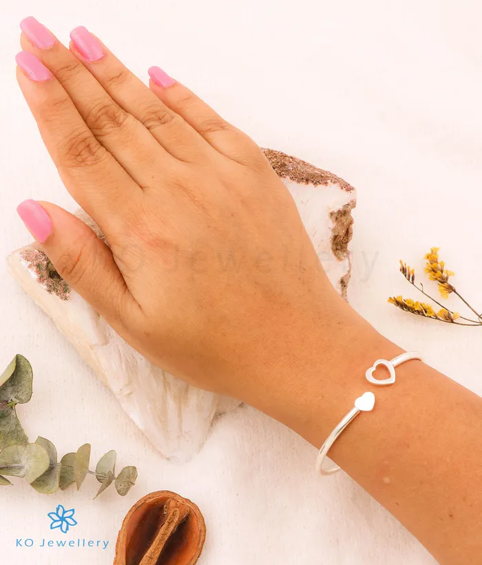 The Twin Hearts Silver Openable Bracelet Imported Bracelets