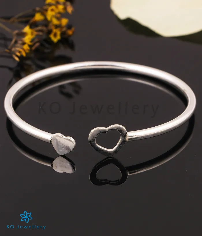 The Twin Hearts Silver Openable Bracelet Imported Bracelets