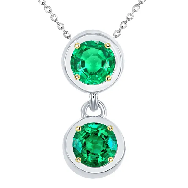Two Stone Green Emerald Drop Pendant Round Cut Prong Setting HarryChadEntcom Earrings Two Stone Green Emerald Drop Pendant Round Cut Prong Setting HarryChadEntcom Earrings