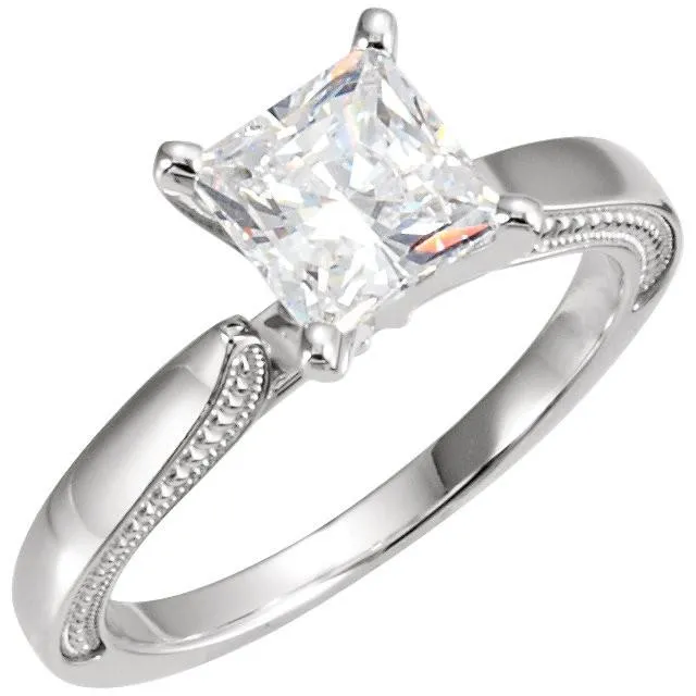 Vintage Style 2 Carat Princess Natural Earth Mined Diamond Solitaire Ring White Gold 14K GB Rings