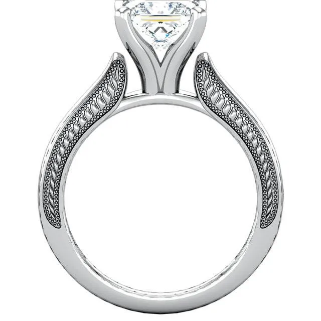 Vintage Style 2 Carat Princess Natural Earth Mined Diamond Solitaire Ring White Gold 14K GB Rings