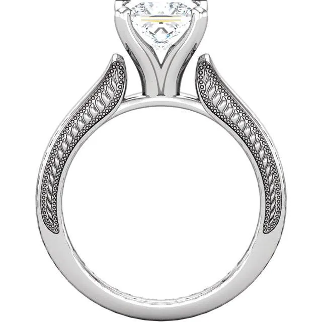 Vintage Style 2 Carat Princess Natural Earth Mined Diamond Solitaire Ring White Gold 14K GB Rings