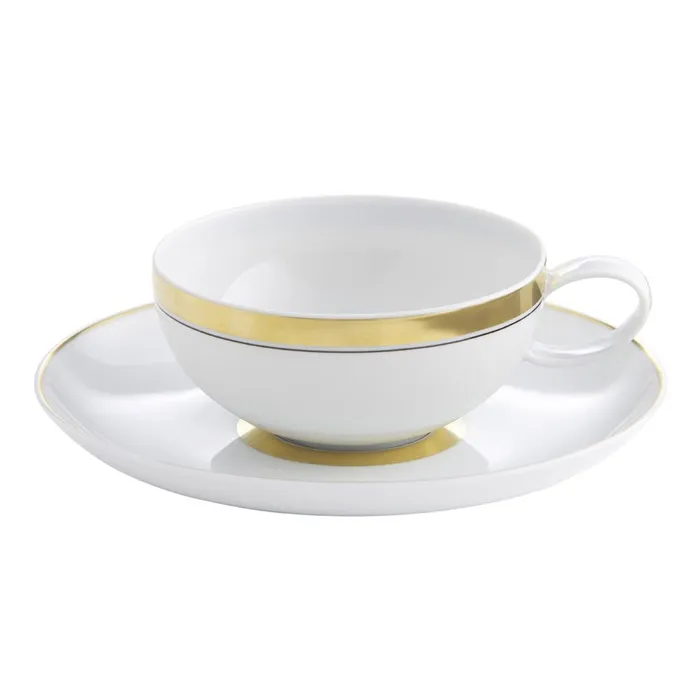 Vista Alegre Domo Gold Teacup and Saucer Porcelain Vista Alegre PreStyled Sets Vista Alegre Domo Gold Teacup and Saucer Porcelain Vista Alegre PreStyled Sets