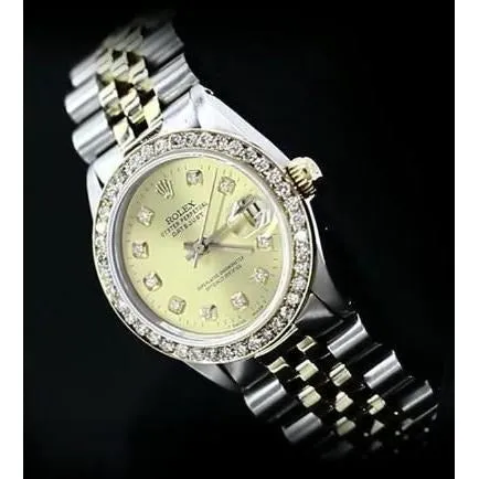 Watches GB Midsize 31Mm Datejust Rolex Watch Custom Diamond Bezel Gold Ss Watches GB Midsize 31Mm Datejust Rolex Watch Custom Diamond Bezel Gold Ss