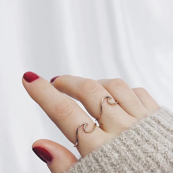 Waves Delicate Ring Rose Gold Hey Happiness Rings Waves Delicate Ring Rose Gold Hey Happiness Rings