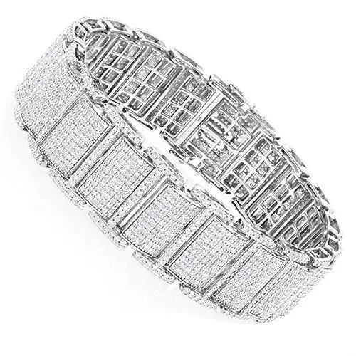 White Gold 14K 23 Carats Round Cut Natural Earth Mined Diamond Mens Bracelet GB Bracelets White Gold 14K 23 Carats Round Cut Natural Earth Mined Diamond Mens Bracelet GB Bracelets