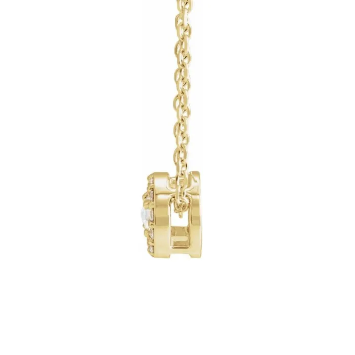 025ct Round Rosecut Diamond Halo Necklace in Solid Gold Stuller Necklaces