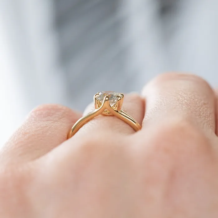 081ct Salt and Pepper Diamond Six Prong Split Shank Ring In 18k Yellow Gold Anueva Jewelry Rings
