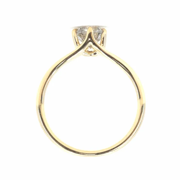 081ct Salt and Pepper Diamond Six Prong Split Shank Ring In 18k Yellow Gold Anueva Jewelry Rings