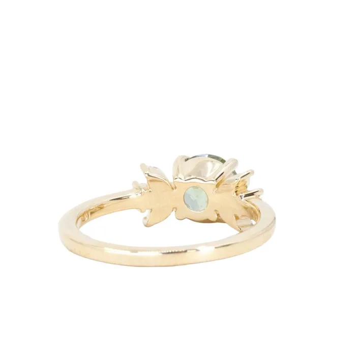 160ct Round Green Untreated Montana Sapphire and Lab Grown Marquise Diamond Cluster Ring in 14k Yellow Gold Anueva Jewelry Rings