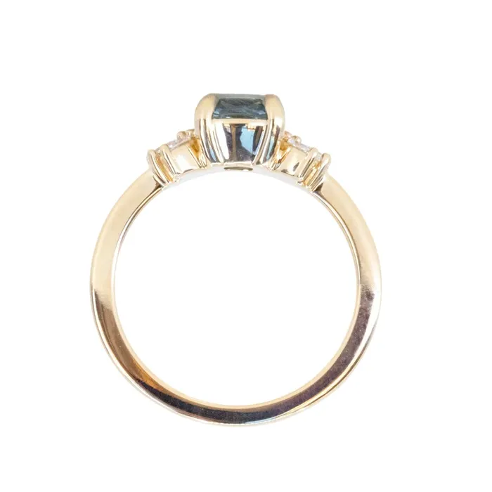 160ct Round Green Untreated Montana Sapphire and Lab Grown Marquise Diamond Cluster Ring in 14k Yellow Gold Anueva Jewelry Rings
