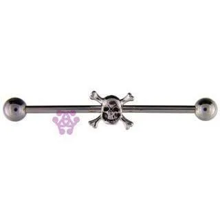 14g Skull Crossbones Industrial Barbell Tulsa Body Jewelry Rings