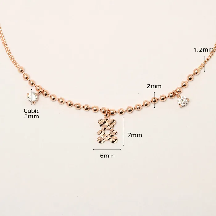 14K 18K Gold Bear Cubic Anklet MinimalBijoux PreStyled Sets