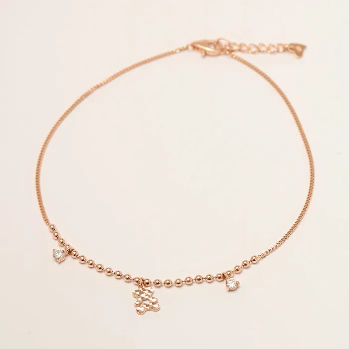 14K 18K Gold Bear Cubic Anklet MinimalBijoux PreStyled Sets