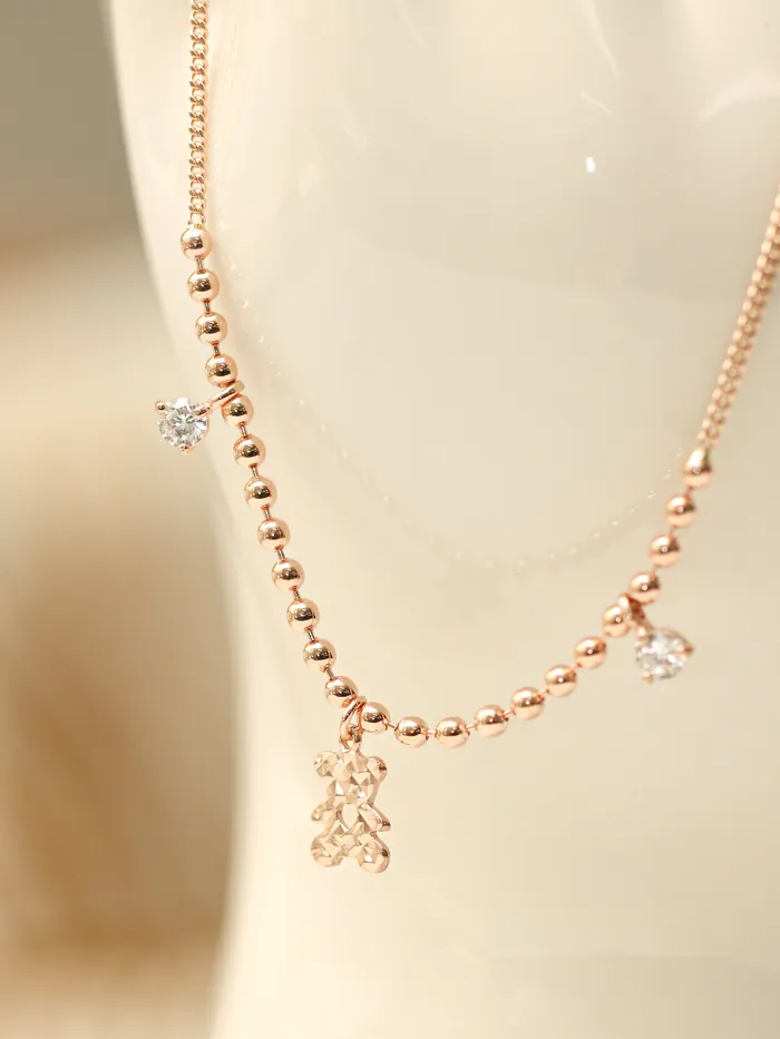 14K 18K Gold Bear Cubic Anklet MinimalBijoux PreStyled Sets