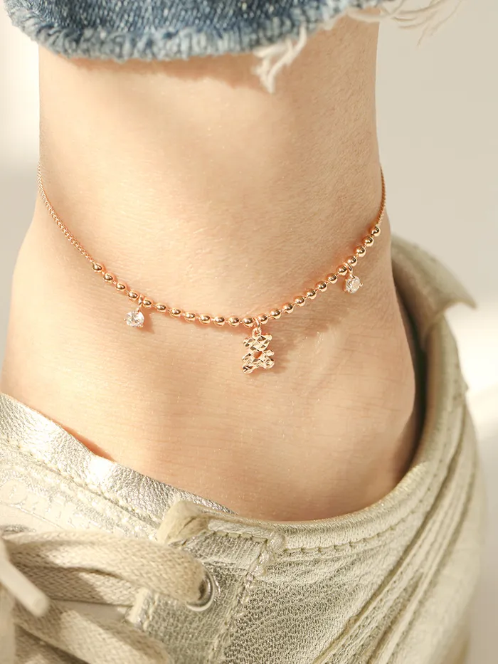 14K 18K Gold Bear Cubic Anklet MinimalBijoux PreStyled Sets
