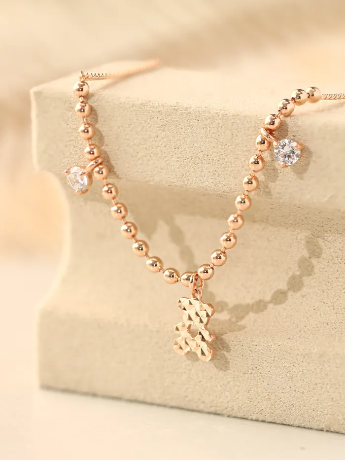 14K 18K Gold Bear Cubic Anklet MinimalBijoux PreStyled Sets