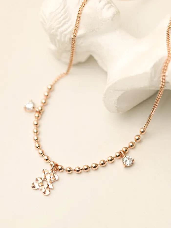 14K 18K Gold Bear Cubic Anklet MinimalBijoux PreStyled Sets