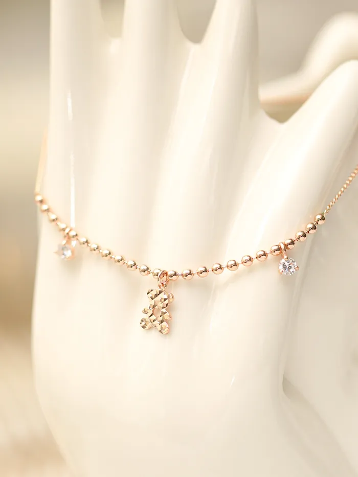 14K 18K Gold Bear Cubic Anklet MinimalBijoux PreStyled Sets