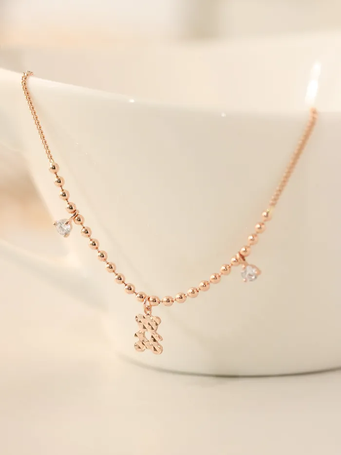 14K 18K Gold Bear Cubic Anklet MinimalBijoux PreStyled Sets