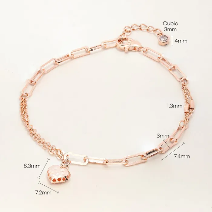 14K 18K Gold Cutting Heart Bracelet Anklet MinimalBijoux Bracelets