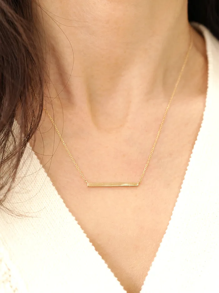 14K 18K Gold Simple Stick Necklace MinimalBijoux Necklaces