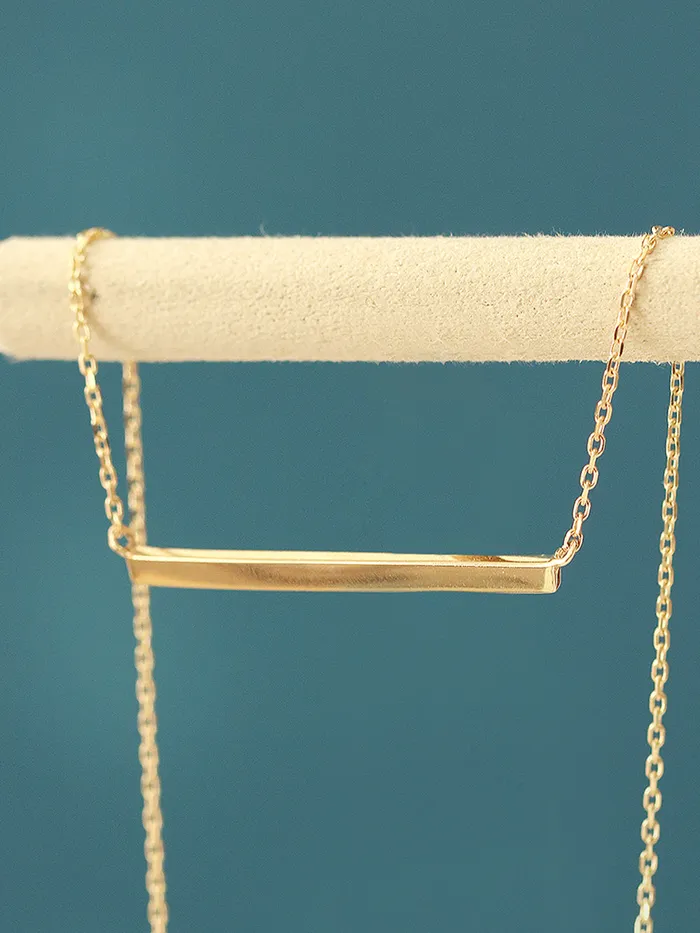 14K 18K Gold Simple Stick Necklace MinimalBijoux Necklaces