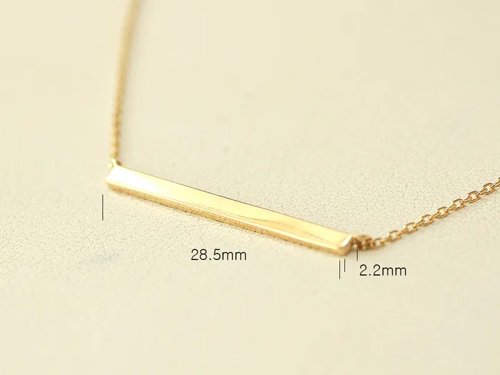 14K 18K Gold Simple Stick Necklace MinimalBijoux Necklaces