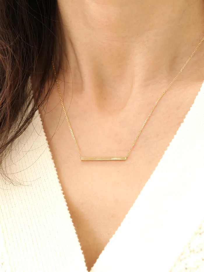 14K 18K Gold Simple Stick Necklace MinimalBijoux Necklaces