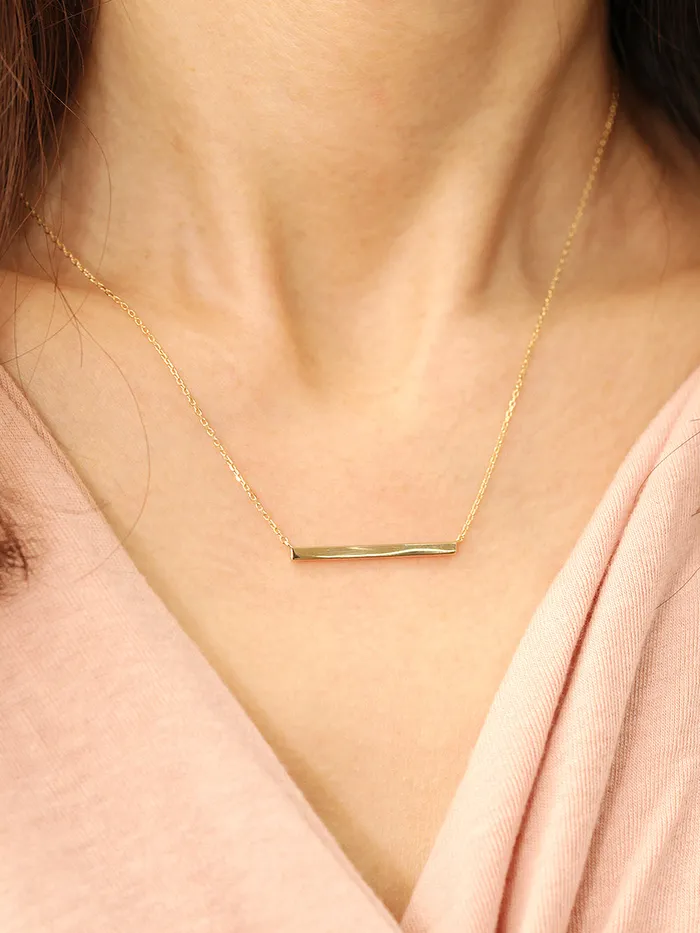 14K 18K Gold Simple Stick Necklace MinimalBijoux Necklaces