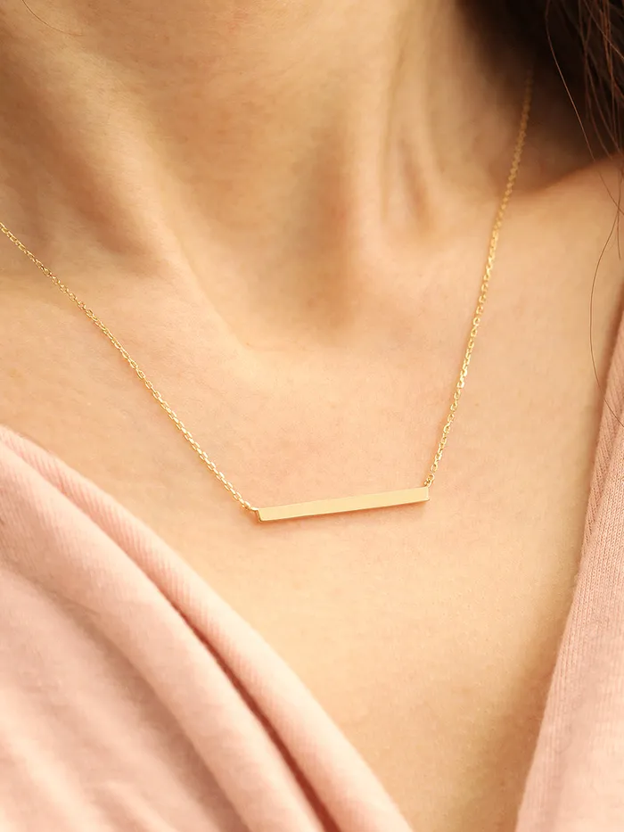 14K 18K Gold Simple Stick Necklace MinimalBijoux Necklaces