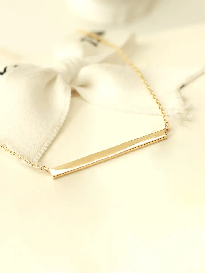 14K 18K Gold Simple Stick Necklace MinimalBijoux Necklaces
