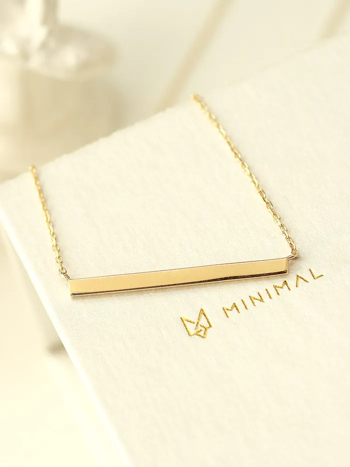 14K 18K Gold Simple Stick Necklace MinimalBijoux Necklaces