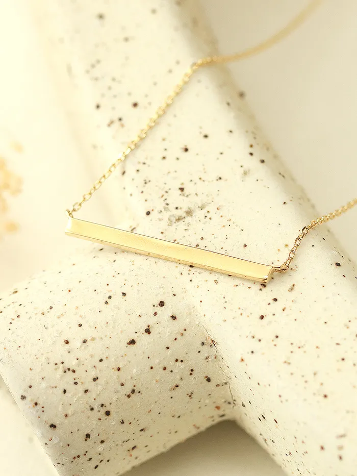 14K 18K Gold Simple Stick Necklace MinimalBijoux Necklaces