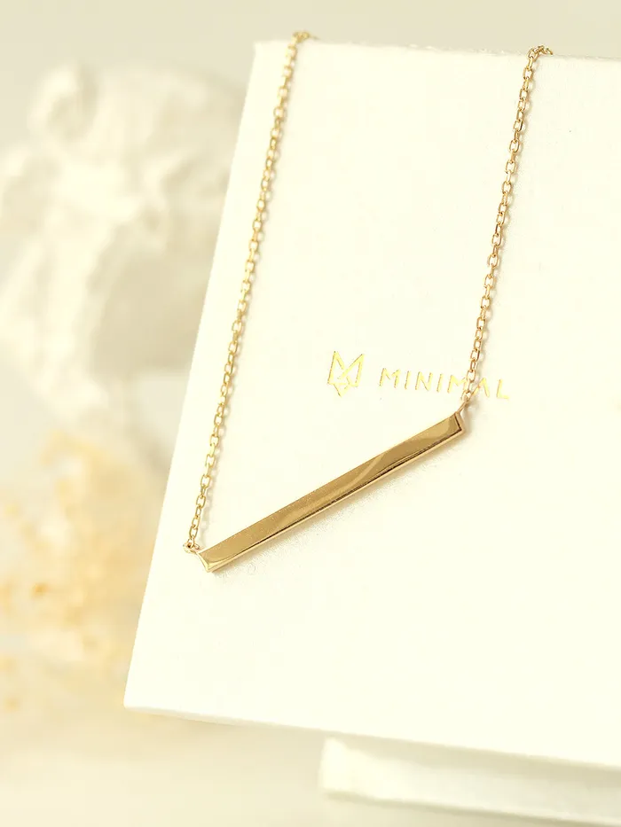 14K 18K Gold Simple Stick Necklace MinimalBijoux Necklaces