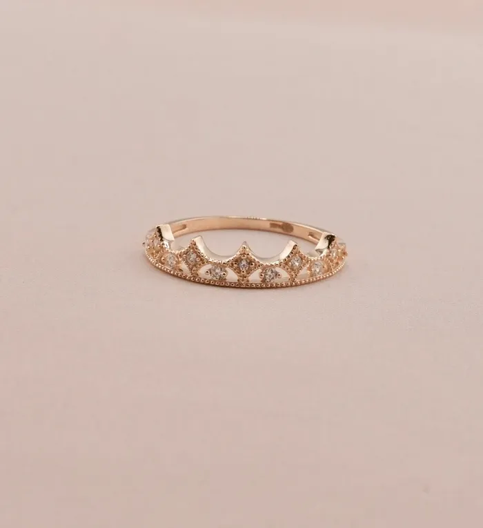 14K Gold Crown Womens Ring RG2779 AB and J Rings