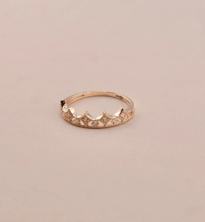 14K Gold Crown Womens Ring RG2779 AB and J Rings