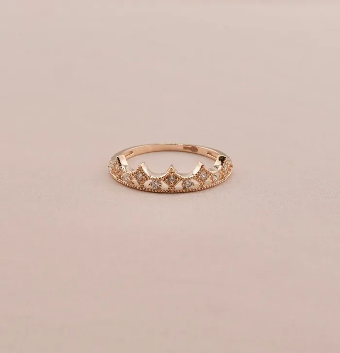 14K Gold Crown Womens Ring RG2779 AB and J Rings