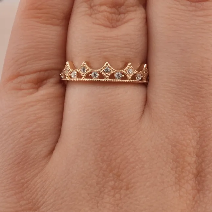 14K Gold Crown Womens Ring RG2779 AB and J Rings