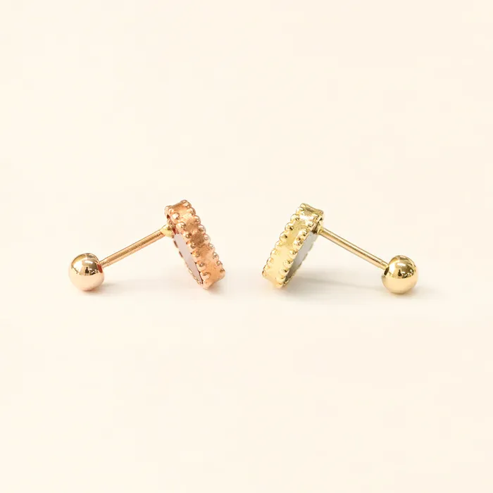 14K Gold Heart Natural Stone Cartilage Earring 20G MinimalBijoux Earrings