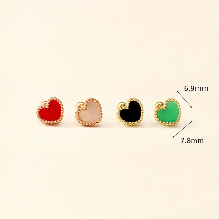 14K Gold Heart Natural Stone Cartilage Earring 20G MinimalBijoux Earrings