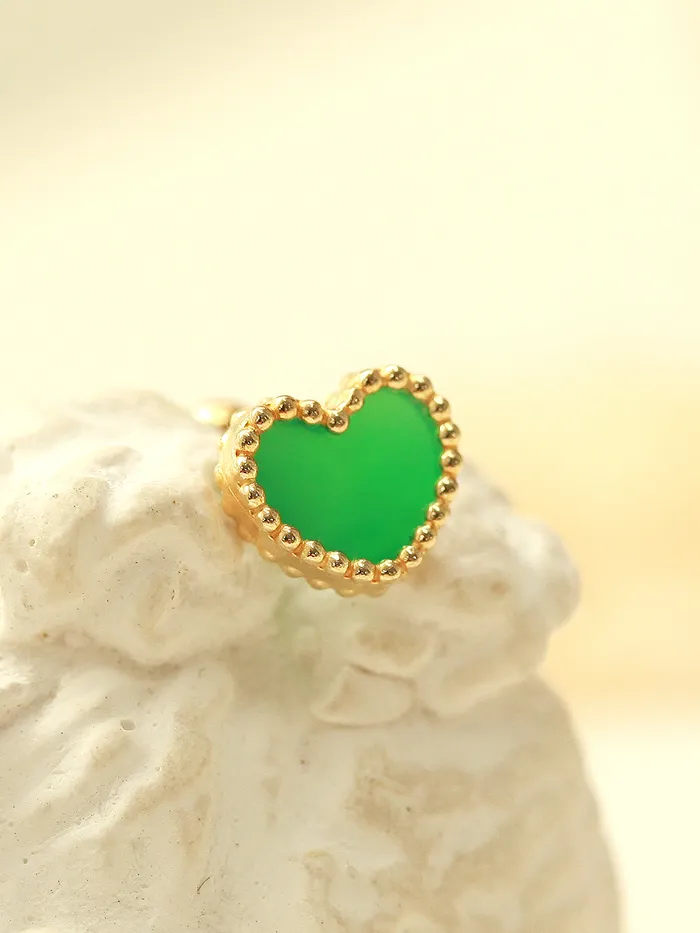 14K Gold Heart Natural Stone Cartilage Earring 20G MinimalBijoux Earrings