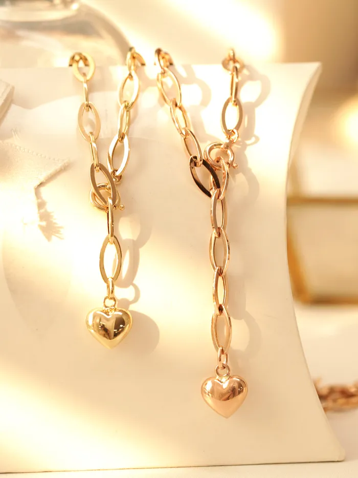 14K Gold Heart Round Chain Necklace MinimalBijoux Necklaces