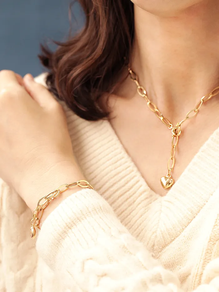 14K Gold Heart Round Chain Necklace MinimalBijoux Necklaces