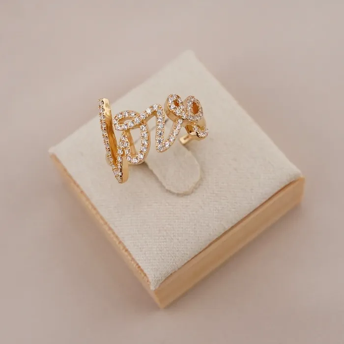 14k Gold Love Ring AB and J Rings