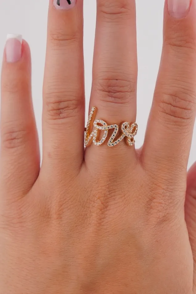 14k Gold Love Ring AB and J Rings